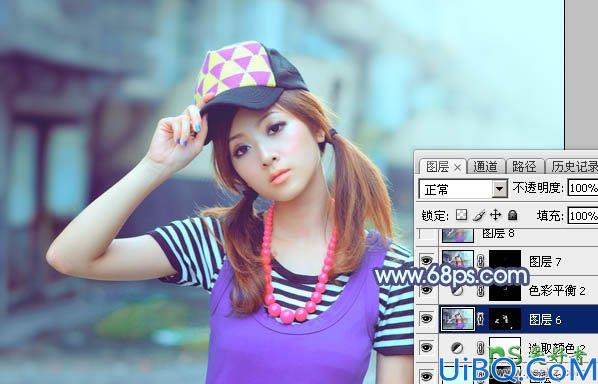 Photoshop给甜美的果子妹妹调出好看的蜜糖色，果子美女艺术色彩