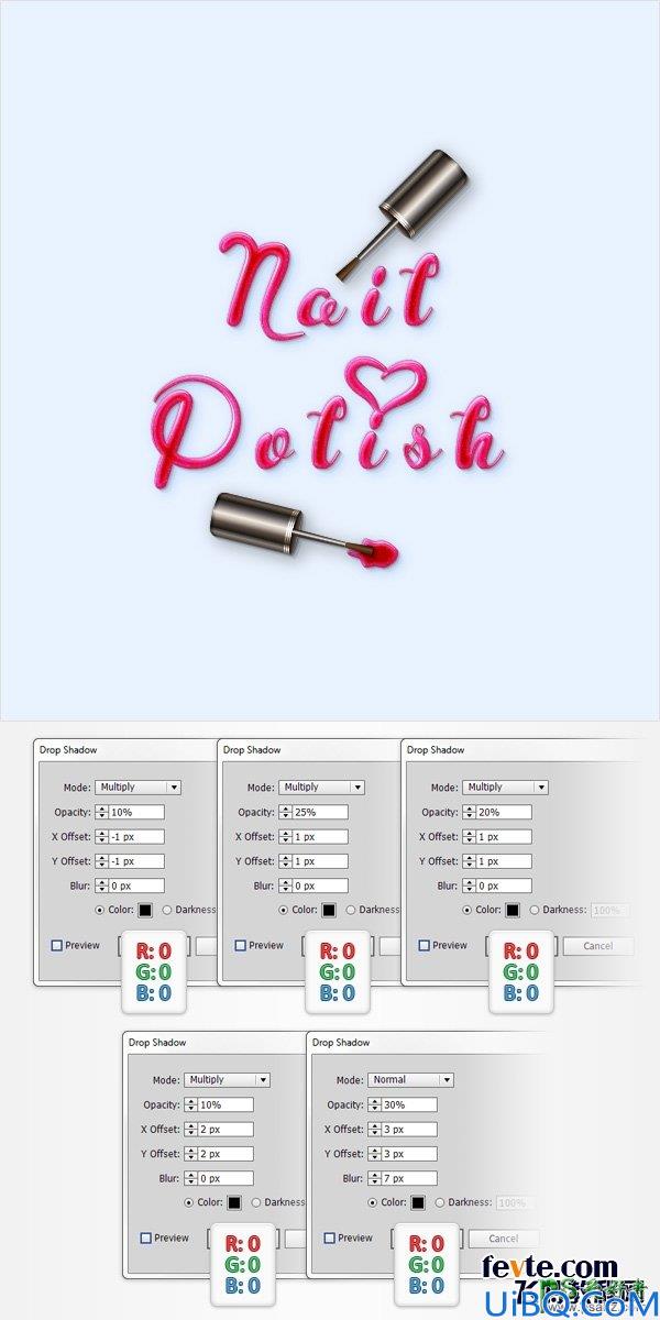 Photoshop个性文字制作教程：打造晶莹质感指甲油艺术文字效果