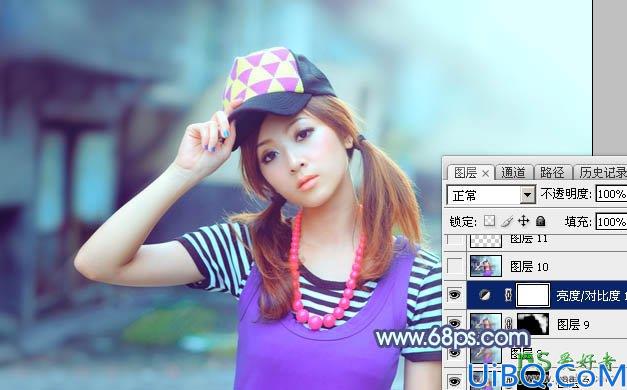 Photoshop给甜美的果子妹妹调出好看的蜜糖色，果子美女艺术色彩