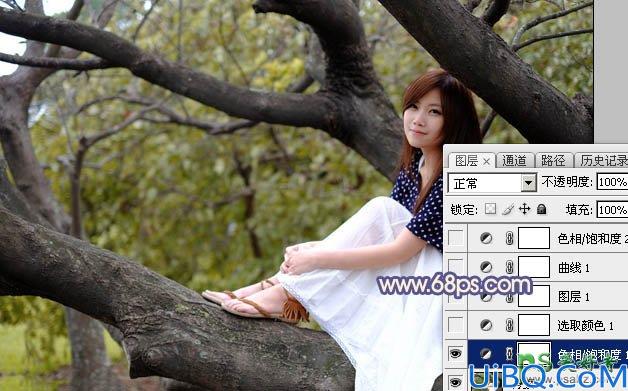 Photoshop调色教程：给可爱的小妹妹外拍写真图片调出秋季晨曦效果
