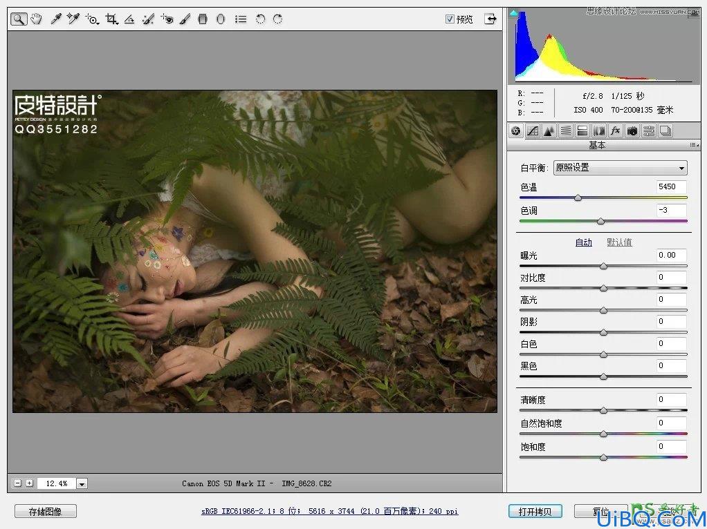photoshop给森林中自拍的少女唯美写真照调出高端中性色彩