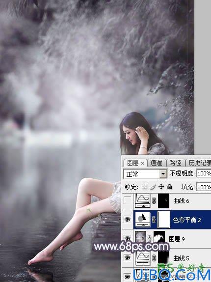 Photoshop美少女艺术照调色实例：给清纯的湖景少女图片调出高雅灰色调