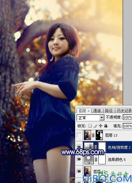 Photoshop调色教程：给性感美腿女孩儿生活照片调出斑斓的霞光暖色