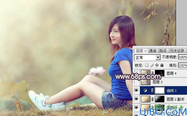 Photoshop美女图片调色教程：给户外可爱妹妹艺术照片调出古典黄褐色效果