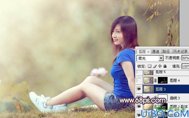 Photoshop美女图片调色教程：给户外可爱妹妹艺术照片调出古典黄褐色效果