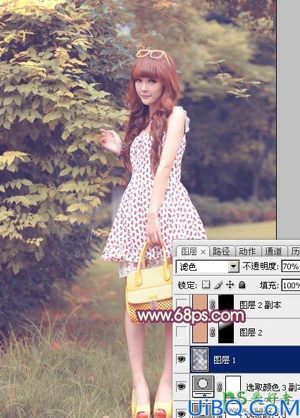 Photoshop调色教程：给树林中的美女生活照调出唯美的感觉-暖秋色