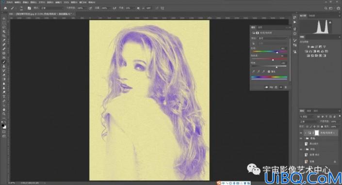 Photoshop人像转素描教程：把欧洲少女人像照片制作成铅笔素描画效果。