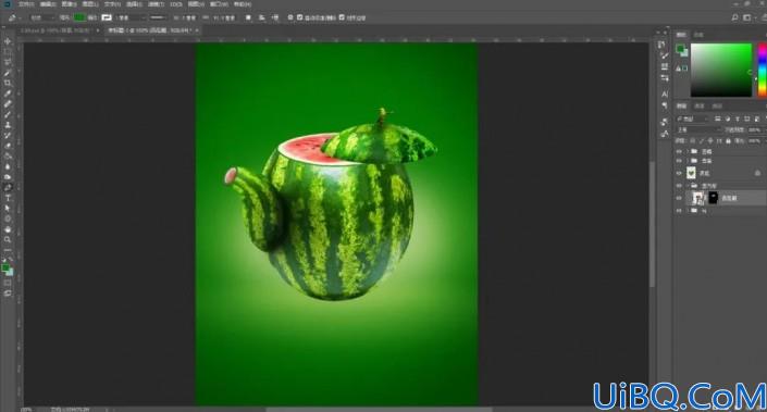 创意合成，在Photoshop中合成一把创意的西瓜茶壶