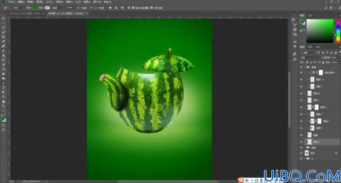 创意合成，在Photoshop中合成一把创意的西瓜茶壶