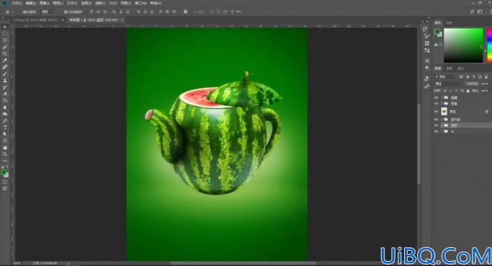 创意合成，在Photoshop中合成一把创意的西瓜茶壶