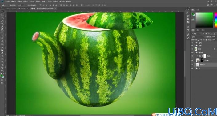 创意合成，在Photoshop中合成一把创意的西瓜茶壶