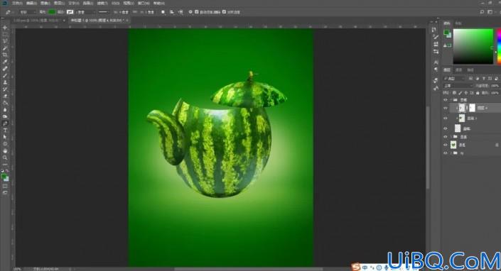 创意合成，在Photoshop中合成一把创意的西瓜茶壶
