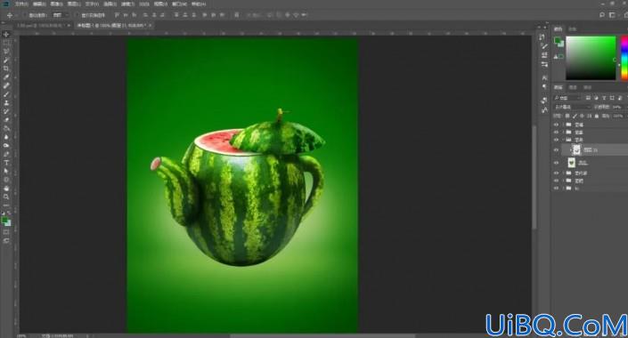 创意合成，在Photoshop中合成一把创意的西瓜茶壶