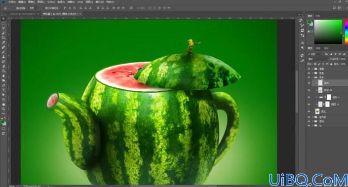 创意合成，在Photoshop中合成一把创意的西瓜茶壶