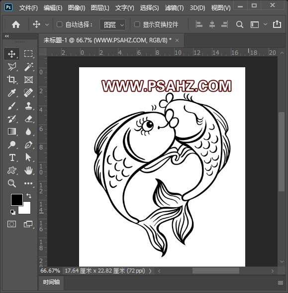 Photoshop图片处理技巧教程：怎样给黑色线稿图处理放大后不模糊，不失帧