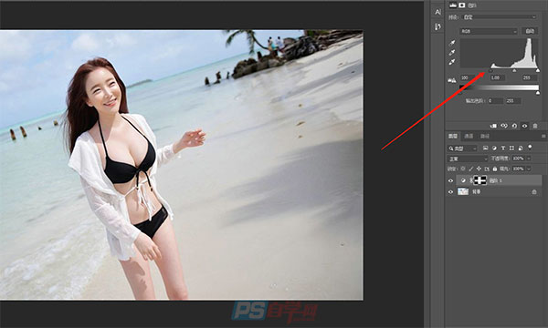 Photoshop去水印技巧教程：学习用色阶工具快速去除半透明效果的图片水印