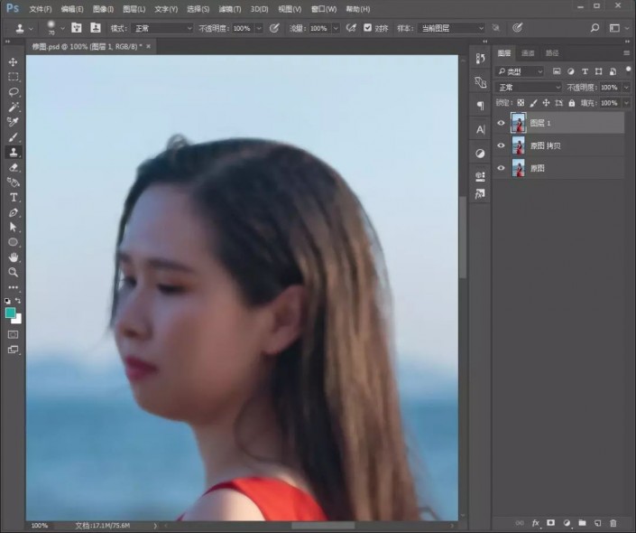 后期调色，给海边拍摄的人像进行后期修图