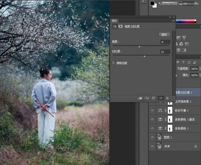 冷色效果，在Photoshop里调出外景梅花人像唯美冷色效果