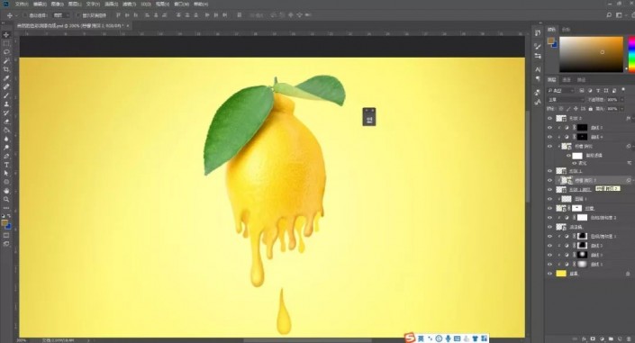 Photoshop特效图片合成：打造油漆滴落效果的柠檬，自然色彩油漆柠檬。