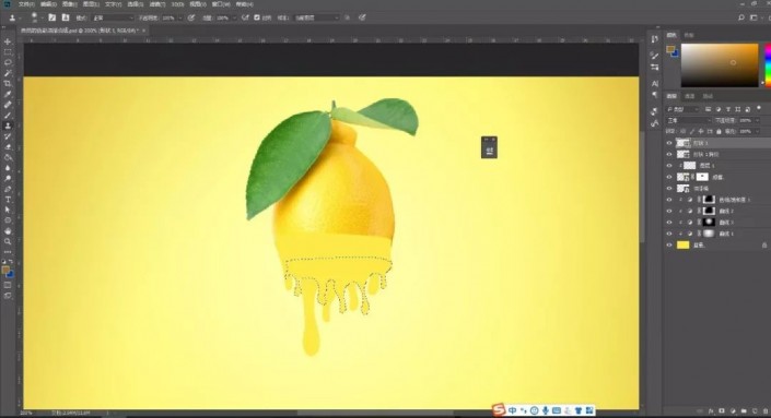 Photoshop特效图片合成：打造油漆滴落效果的柠檬，自然色彩油漆柠檬。