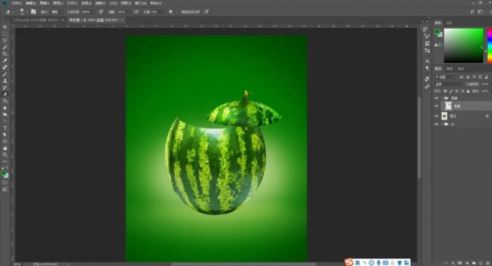 Photoshop创意合成实例：利用合成技术打造一把逼真个性的西瓜茶壶。