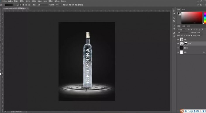 Photoshop合成实例：创意打造一个水花飞溅效果的酒瓶，创意水花酒瓶。