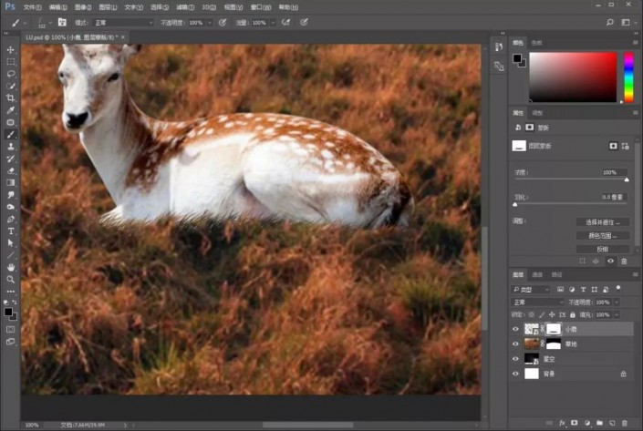 创意场景，制作一款月光下的小鹿的创意照片