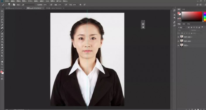 Photoshop证件照抠图教程：学习给一张商务型女士证件照抠图换背景颜色。