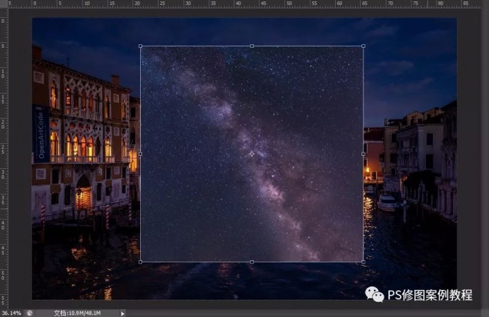 图片效果，通过Photoshop把普通夜景照片制作成银河效果照片