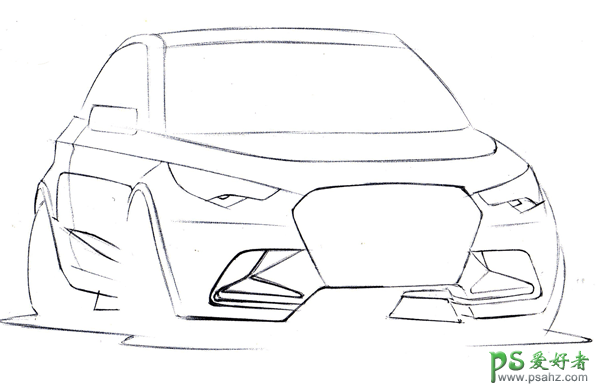 Photoshop手绘汽车教程：通过手稿绘制一辆逼真的奥迪汽车素材图。