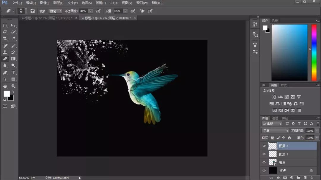 喷溅效果，在Photoshop中制作创意的水溅动物形状照片