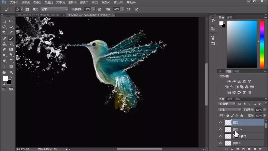 喷溅效果，在Photoshop中制作创意的水溅动物形状照片
