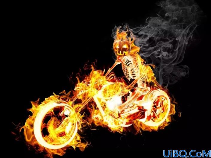 Photoshop场景合成实例：利用合成技术打造火焰骷髅人骑摩托车的特效图片