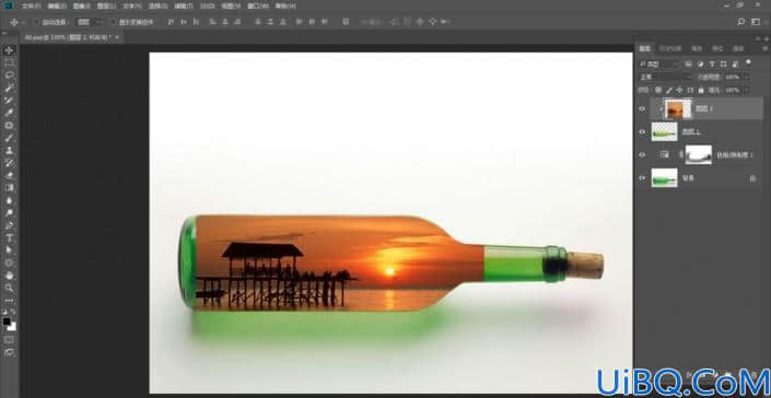 Photoshop图片合成实例：利用合成技术把喜欢的照片放进漂流瓶里。