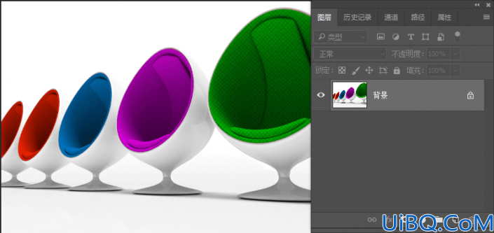 Photoshop图片换色教程：巧用油漆桶工具给座位素材图换颜色。