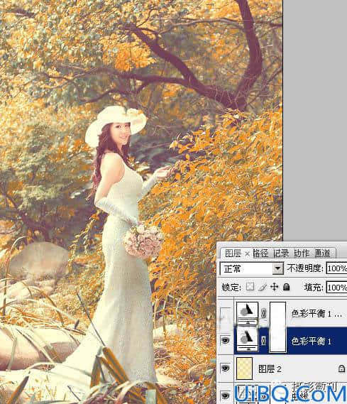 婚纱后期，通过Photoshop调出橙黄色的唯美树林婚纱照片