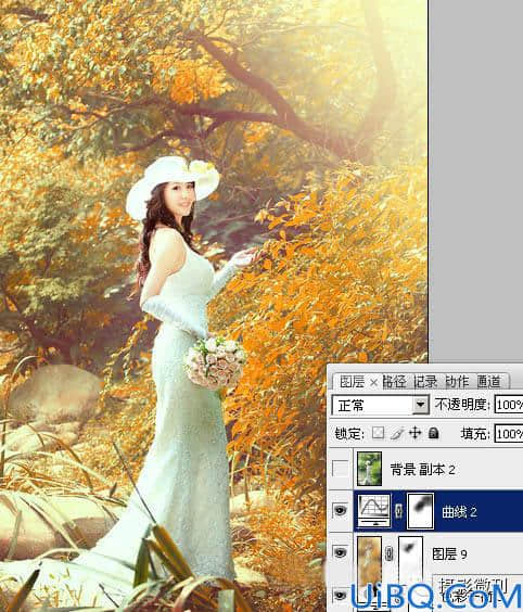 婚纱后期，通过Photoshop调出橙黄色的唯美树林婚纱照片