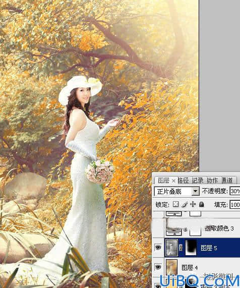 婚纱后期，通过Photoshop调出橙黄色的唯美树林婚纱照片