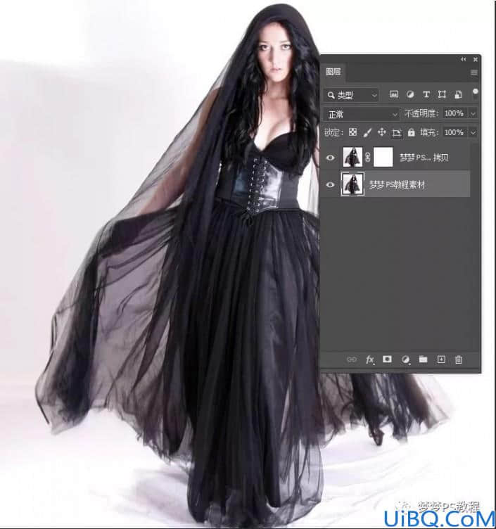 Photoshop抠婚纱照教程：学习给黑色透明的婚纱美女照片快速抠图。