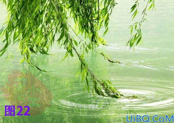 学习用Photoshop抠水波纹素材图给河边的垂柳更换波纹。