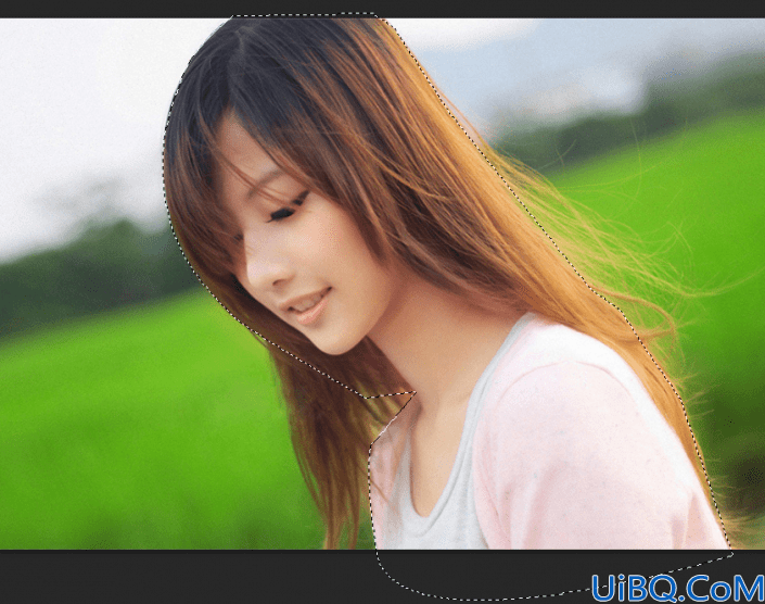 Photoshop通道抠图实例：给受光不均匀的长发美女人物抠图，抠美女发丝。