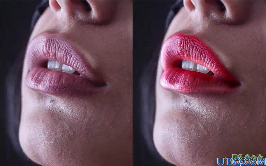Photoshop人像调色教程：给素颜美女人像调出性感的红唇效果。