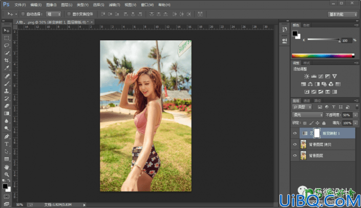 Photoshop美女图片调色教程：给外景美女人像图片调出暖色艺术效果。
