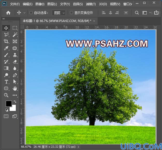 Photoshop抠图教程：使用通道工具快速抠出一棵大树素材图。