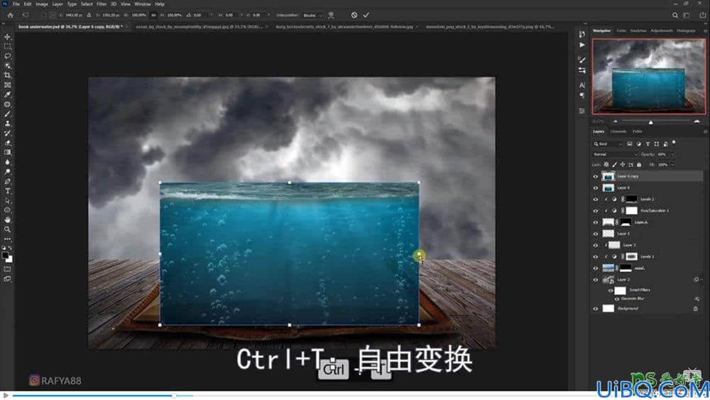 Photoshop海洋场景合成教程：打造从书本里面浮现的海洋童话世界场景。