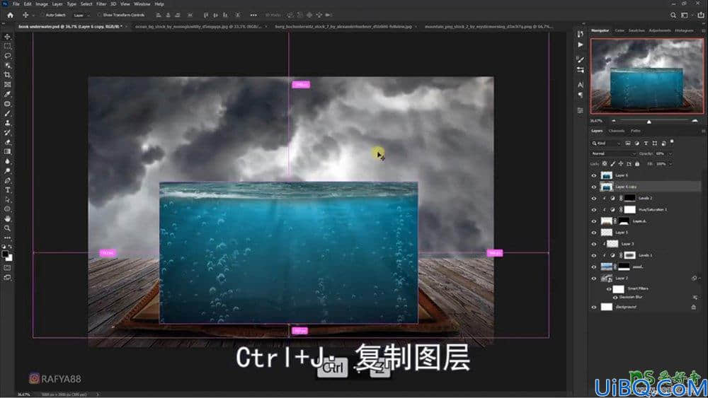 Photoshop海洋场景合成教程：打造从书本里面浮现的海洋童话世界场景。
