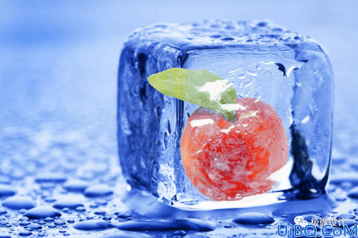 冰雪效果，通过Photoshop将水果融入冰块