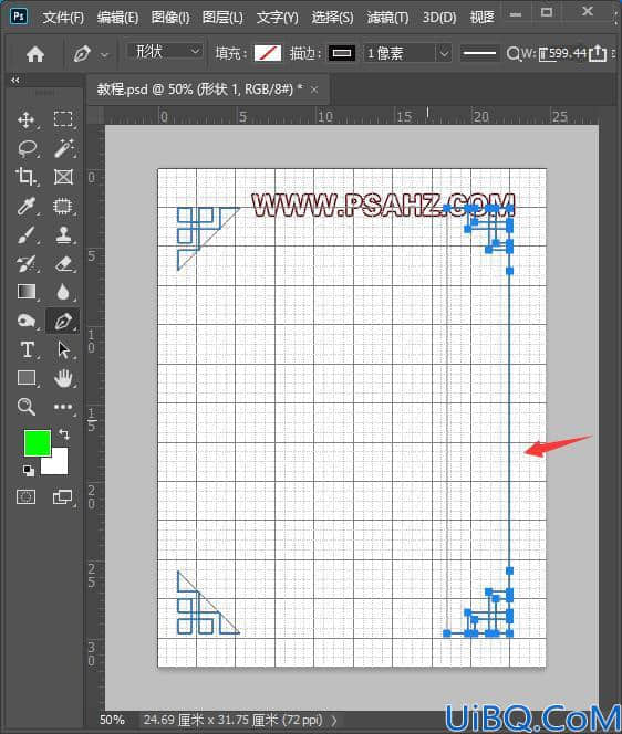 Photoshop边框教程：使用钢笔工具制作复古风格的边框素材图。