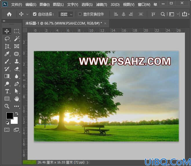 Photoshop风景照调色教程：利用LAB模式把绿色枫树照片变成火红的效果。