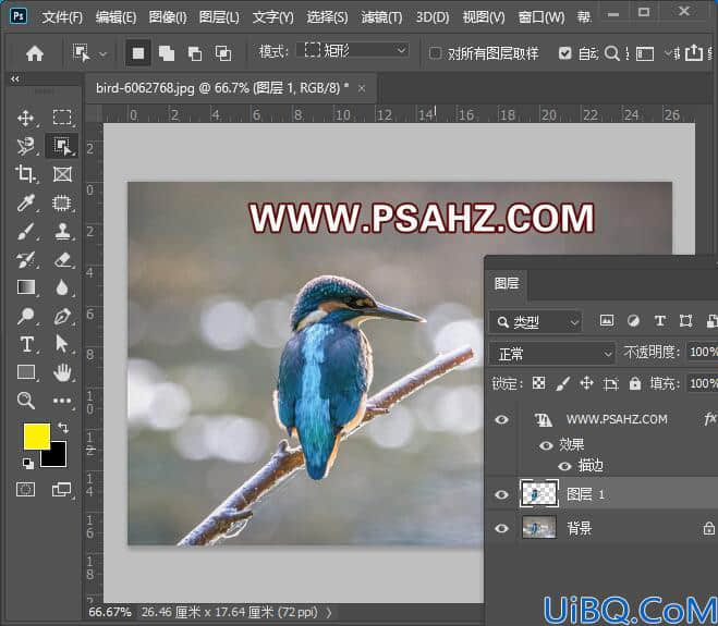 Photoshop动态图片制作教程：使用操控变形工具制作动态的小鸟。